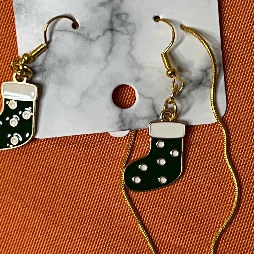 6/$25 Green Stocking Earrings